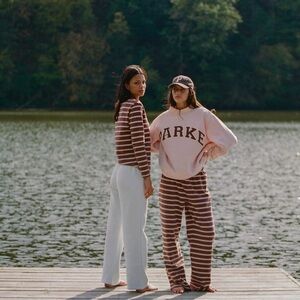 PARKE Hometown Collection Striped Brown, Pink and White Women's Pants
